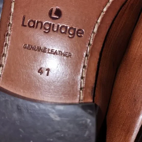 LANGUAGE EUC MENS SIZE 41 US 9.5 SHAAN 100% LEATHER LOAFERS SLIPON SHOES - Picture 9 of 10